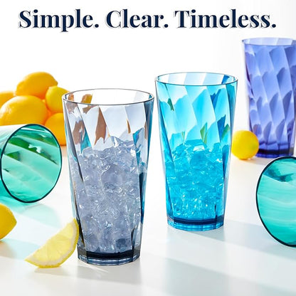 US Acrylic Optix Plastic Reusable Drinking Glasses 20oz Water Cups in Coastal - Image 6