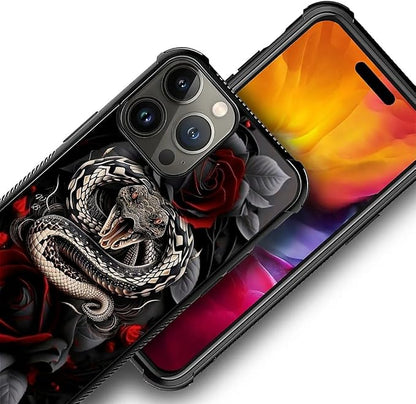 for iPhone 15 Pro Max Case, Entwined Rose Snake Pattern Graphic Design Girl Boy - Image 4