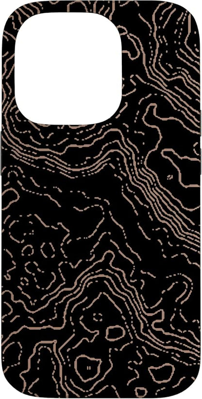 Topography Black & Brown Abstract Pattern Topographic Map Case by Unknown