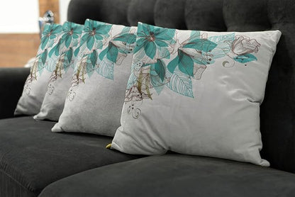 Ambesonne Turquoise Throw Pillow Cushion Case Pack of 4, Flowers Buds Leaf at - Image 7