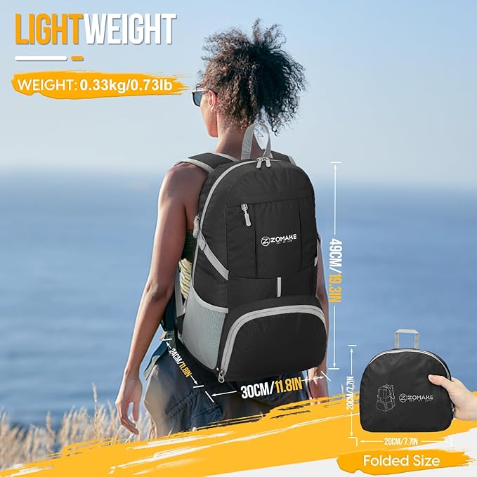 ZOMAKE Lightweight Packable Backpack 35L, Light Foldable Backpacks Water - Image 2