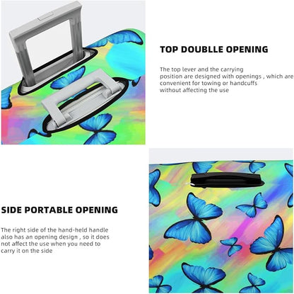 Butterfly Print Elastic Luggage Cover, Colorful Rainbow Suitcase Protector - Image 5