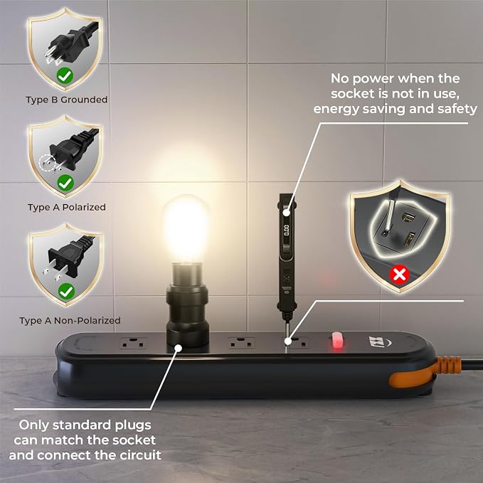 Outdoor Power Strip Weatherproof, 7-in-1 Surge Protector - Image 5