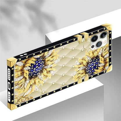 Compatible with iPhone 12 12 Pro Case, Sunflower Diamonds Leather Luxury Golden - Image 4