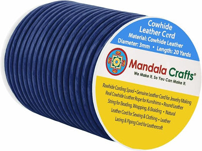 Mandala Crafts Round Genuine Navy Blue Leather Cord by MandalaCrafts