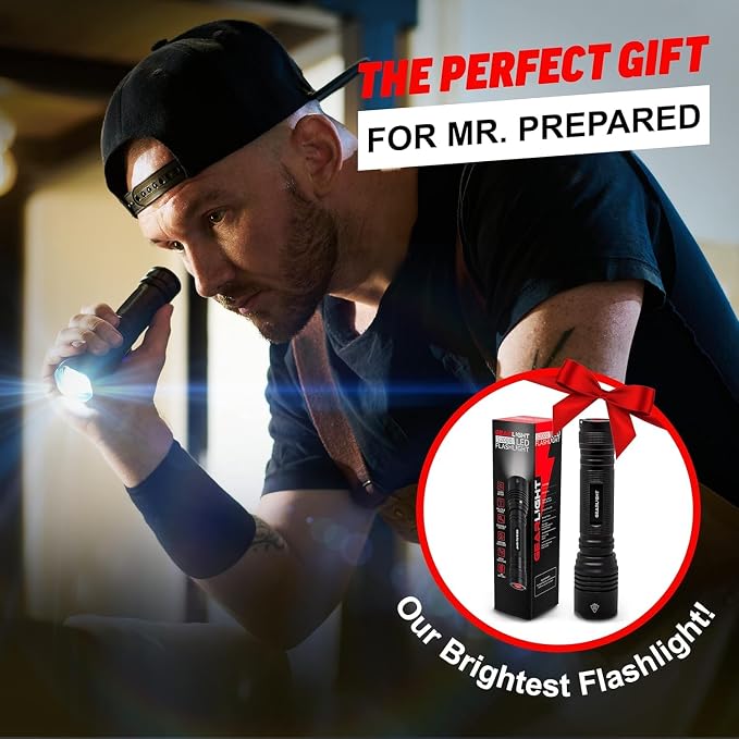 LED Flashlight High Lumens, Tactical Flashlight Battery Powered, Bright - Image 3
