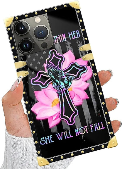Compatible with iPhone 14 Pro Max Case, Praying Cross Hands Luxury Golden - Image 5