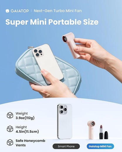 Gaiatop Mini Portable Handheld Fan, 4000mAh Personal Turbo Fans Pocket Size - Image 2
