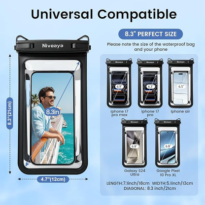 Niveaya Double Space Waterproof Phone Pouch, IPX8 Phone Case - Image 3