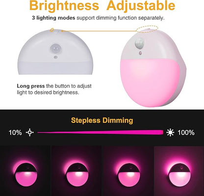 YUNLEX 2 Pack Pink Battery Night Light, Motion Activated Night Light, 2.6" - Image 5