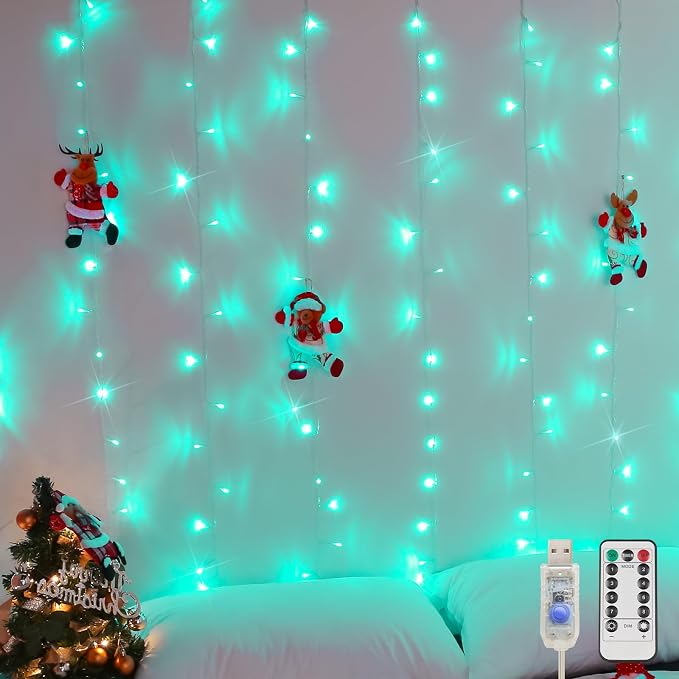 suddus Curtain Lights for Christmas, 200 Led 6.5ft x 6.5ft Hanging String - Image 9