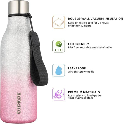 BJPKPK Insulated Water Bottles, 18 oz Stainless Steel Metal Water Bottle - Image 2