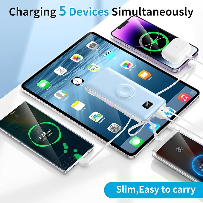 Portable Charger Built-in Cables, AC Wall Plug and Magnetic Wireless iWatch - Image 5
