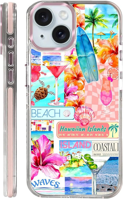 Case for iPhone 15, Coastal Beach Cover Coquette Collage Phone Case Design，for by Toulas