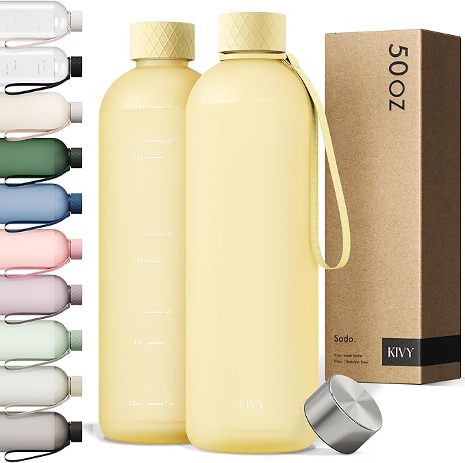 KIVY Large Water Bottle 50oz Fits Backpack & Cupholder by KIVY