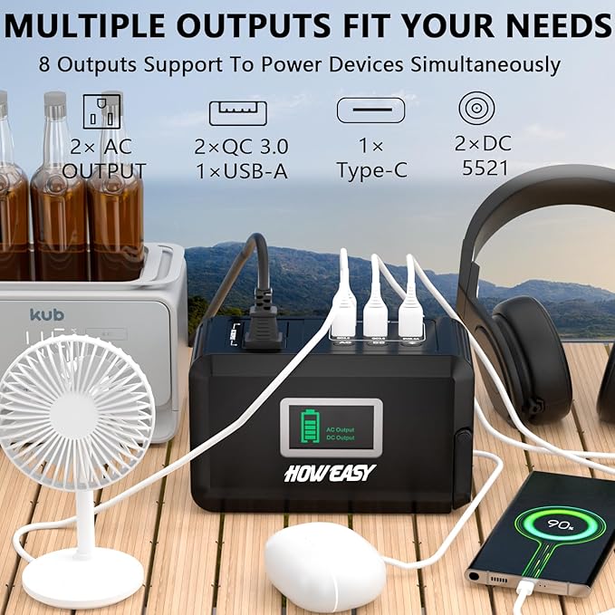 HOWEASY Portable Power Station120W, 24000mAh Camping Solar Generator, Portable - Image 2
