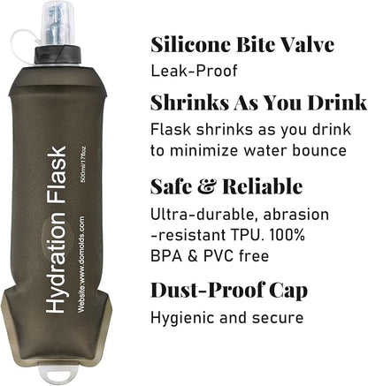 2Pcs 500ml Soft Flask, TPU Collapsible Soft Water Bottle - Image 2