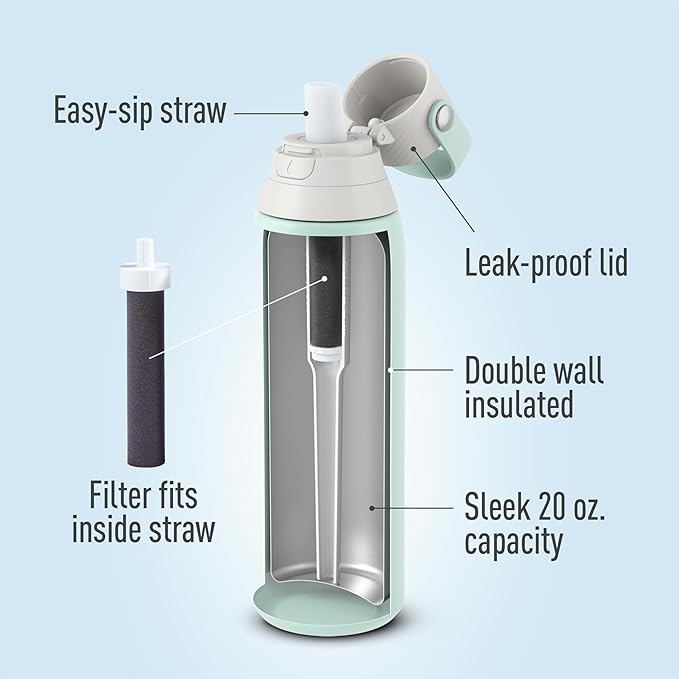 Brita Stainless Steel Premium Filtering Water Bottle, Replaces 300 Plastic - Image 4