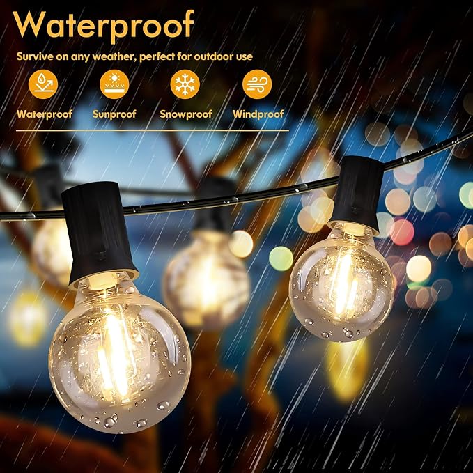 Brightever Outdoor String Light 150FT, Waterproof Dimmable Patio Lights - Image 2