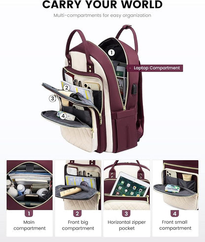 LOVEVOOK Laptop Backpack for Women, Fashion Travel Work Commuter Backpack Purse - Image 4