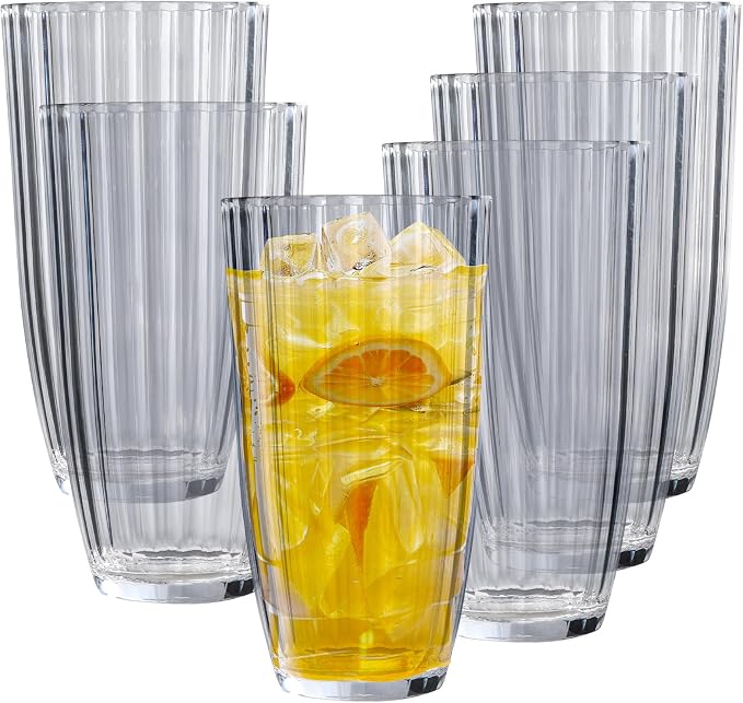 Acrylic Clear Highball Plastic Cups | Plastic Reusable Tumblers 20oz | by AKMQYM