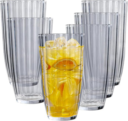 Acrylic Clear Highball Plastic Cups | Plastic Reusable Tumblers 20oz | by AKMQYM