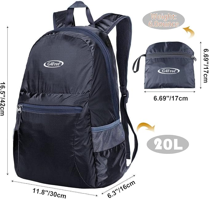 G4Free 20L Lightweight Packable Backpack Travel Hiking Daypack Foldable Backpack - Image 2