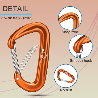BEIFENG Heavy Duty Lightweight Locking Carabiner Clips D Ring - Image 3