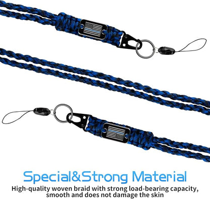 Thin Blue Line Paracord Keychain Neck Lanyard - Image 4