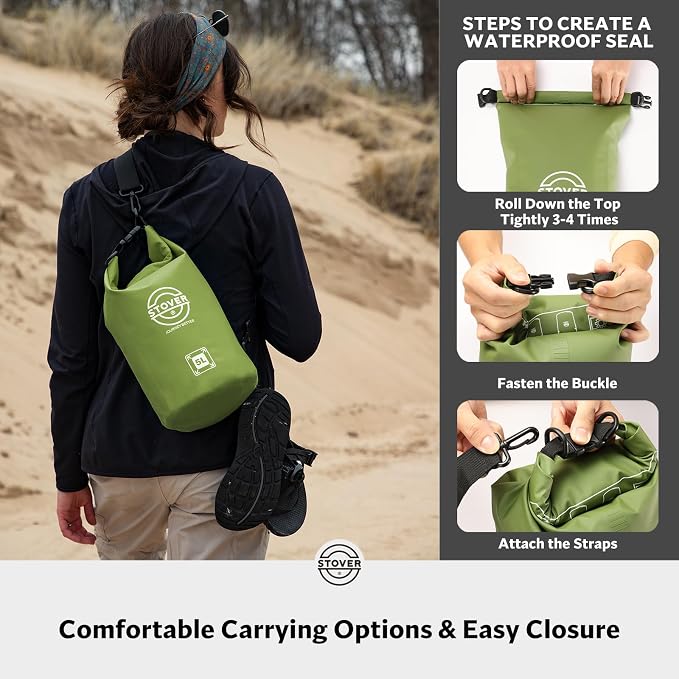 STOVER 5/10/25/30/40/55L Waterproof Dry Bag- Roll-Top Backpack w/Phone Case- - Image 5