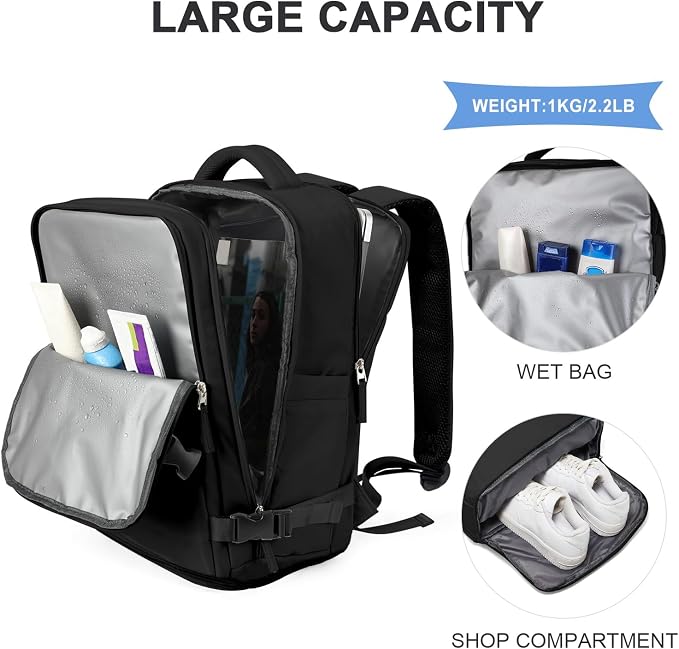 coowoz Travel Backpack For Women Men Airline Approved, Carry On Backpack - Image 4