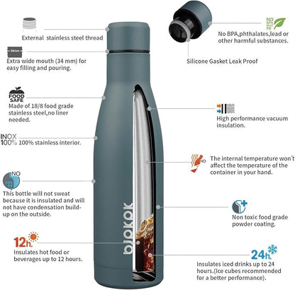BJPKPK 17oz Insulated Water Bottles Stainless Steel Sports Water Bottles Keep - Image 3