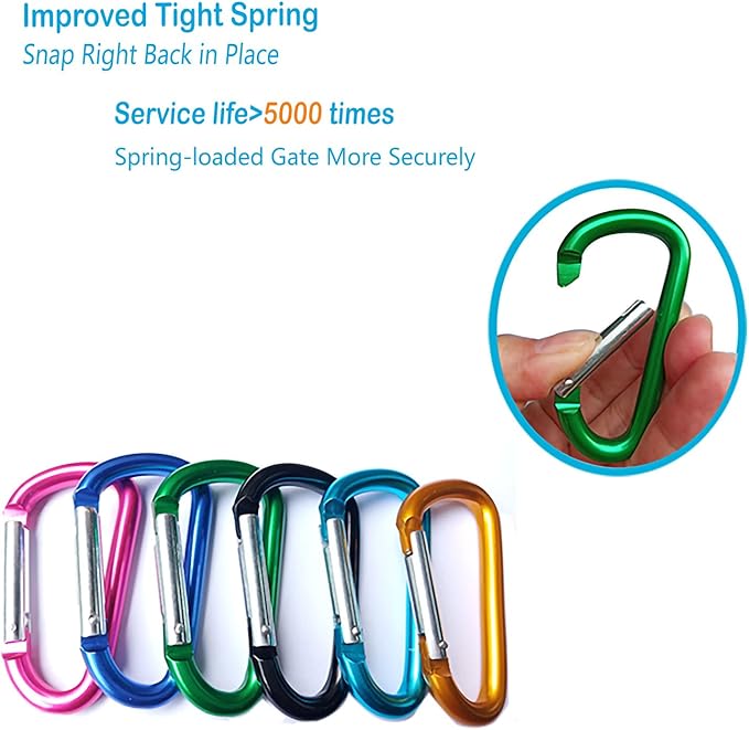 12Pcs Aluminum Carabiner D Ring, Includes Small 1.8" Carbineers, Medium 2.2" D - Image 3