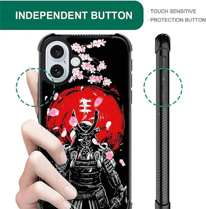 for iPhone 16 Case, Sakura Japanese Samurai Pattern Graphic Design Girl Boy - Image 6