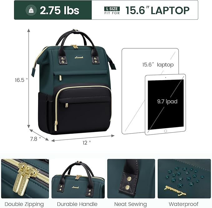 LOVEVOOK Leather Backpacks for Women, 15.6 inch Leather Laptop Backpack Women - Image 4