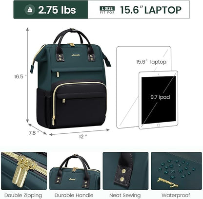 LOVEVOOK Leather Backpacks for Women, 15.6 inch Leather Laptop Backpack Women - Image 4
