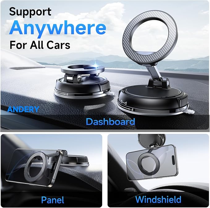 ANDERY Car Phone Holder for Magsafe 360° Adjustable Car Phone Mount, Phone - Image 2
