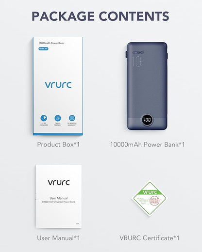 VRURC Portable Charger Built-in Cables and AC Wall Plug, USB C Power Bank - Image 7
