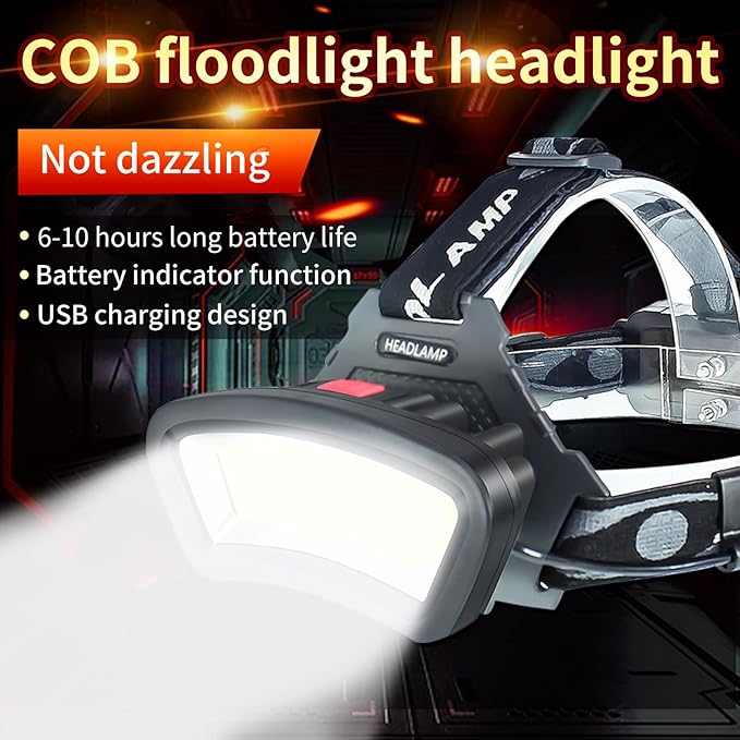 DARKBEAM COB Floodlight Headlamp USB Rechargeable - Image 2