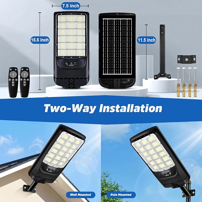 Solar Street Lights Outdoor, 21000LM 6500K Motion Sensor Solar Lights Waterproof - Image 6