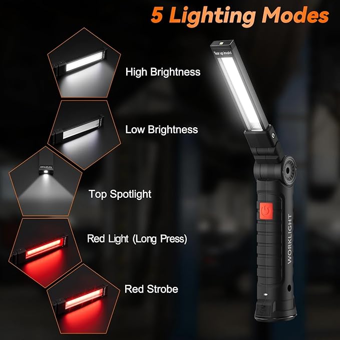 Magnetic Work Light 6Pack, Rechargeable LED Work Light - Image 5