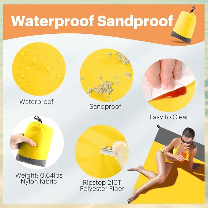EASYFUN Beach Blanket Sandproof Oversized, Portable Picnic Mat - Image 4