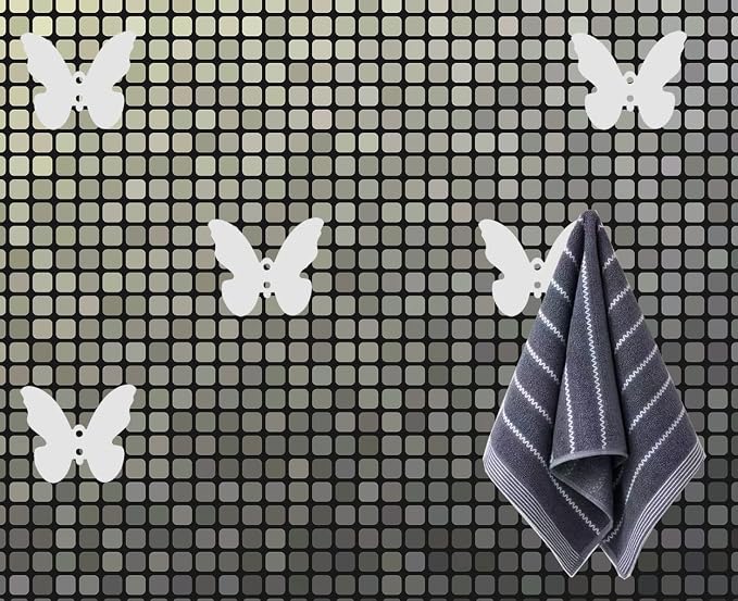 Z Metnal Wall Hooks Decorative, Small Modern White Butterfly Bath Towel Hook - Image 6