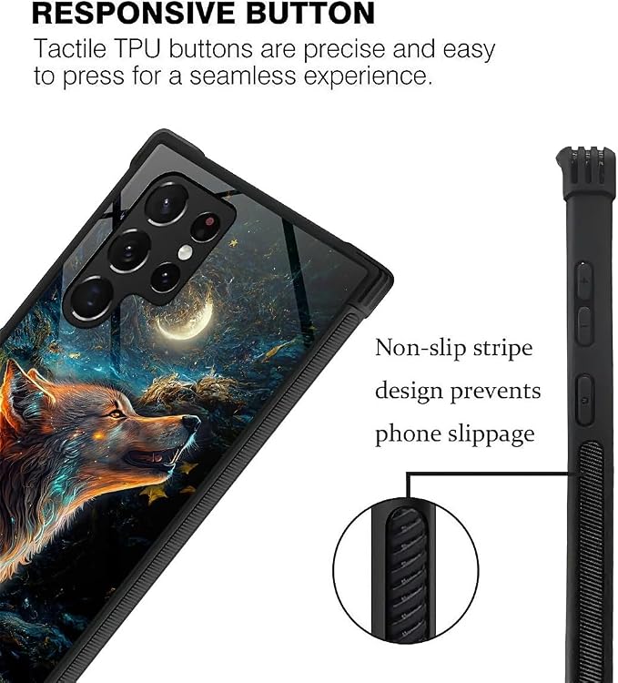for Samsung Galaxy S22 Ultra Case, Star Cave Hungry Wolf Pattern Graphic Design - Image 5