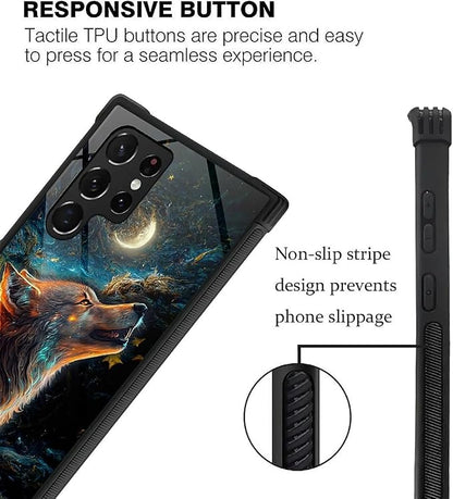 for Samsung Galaxy S22 Ultra Case, Star Cave Hungry Wolf Pattern Graphic Design - Image 5