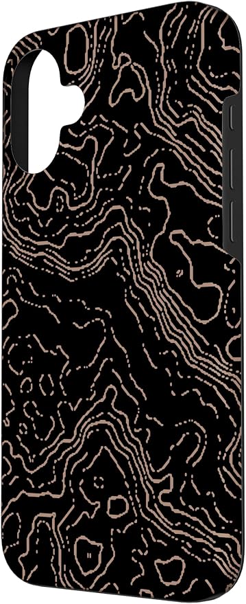 Topography Black & Brown Abstract Pattern Topographic Map Case - Image 2