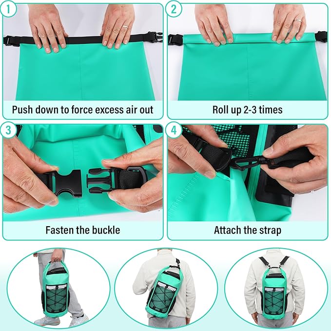 Pimoys Dry Bag, 25L Waterproof Backpack, Dry Bags Kayak - Image 5