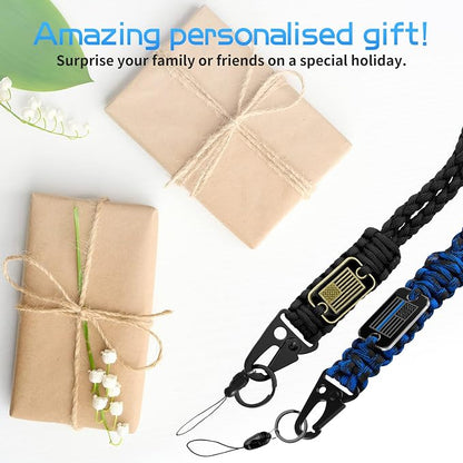 Thin Blue Line Paracord Keychain Neck Lanyard - Image 8