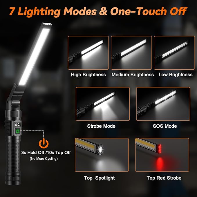 4Pack Magnetic Work Light, All Aluminum & 1500 High Lumens Rechargeable LED - Image 5