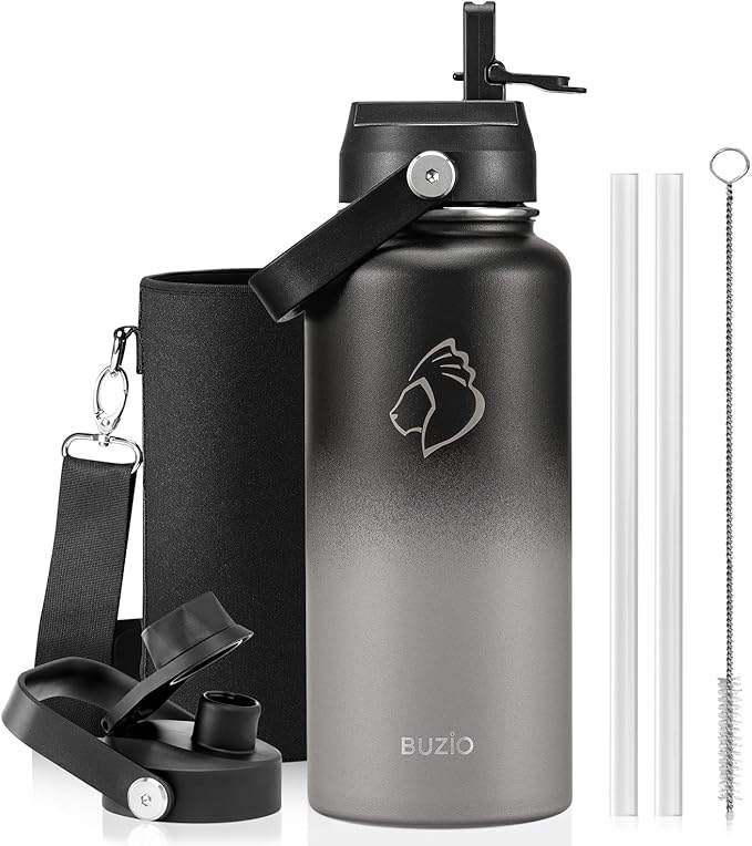 BUZIO 32 oz Water Bottle Insulated, Leakproof Stainless Steel Flask, Wide Mouth by BUZIO